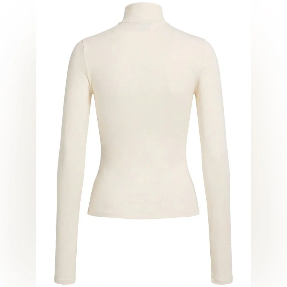 SKIMS NWT (G14) Cotton Jersey  Long-Sleeve Stretch Turtleneck | Marble | Size S
